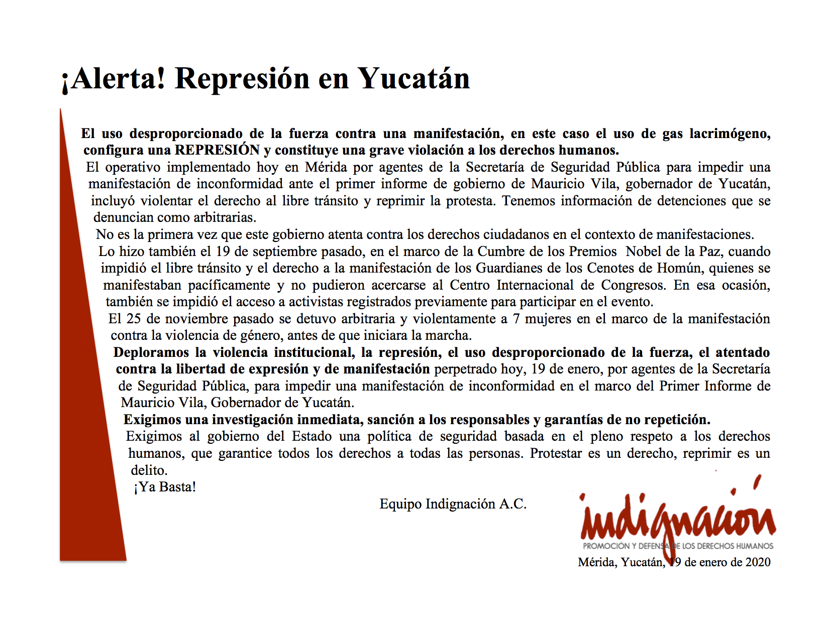 ¡Alerta! Represión en Yucatán